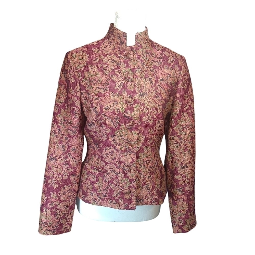 Petite Sophisticate 100% Wool Floral Print Blazer Women's Size 4
